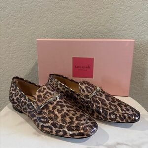NWT Kate Spade 9.5 Lana Bronze Multi Leopard Pattern Loafers Womens